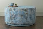 Jordan Round Coconut Shell Mosaic Coffee Table, Blue