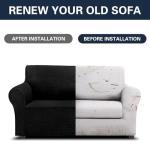 Black Stretch Loveseat Sofa Slipcover for Pets