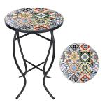 VCUTEKA Round Mosaic Accent Side Table, 21