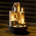 Indoor Tiered Water Fountain with 3 Candles