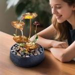 Lotus Tabletop Fountain with Soft Yellow Light