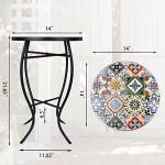 VCUTEKA Round Mosaic Accent Side Table, 21
