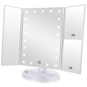 Lighted Tri-fold Makeup Mirror with Magnification