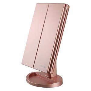 Tri-Fold LED Makeup Mirror with Touch Sensor