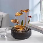 Lotus Tabletop Fountain with Soft Yellow Light
