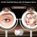 Large Lighted Makeup Mirror with 1X/10X Magnification
