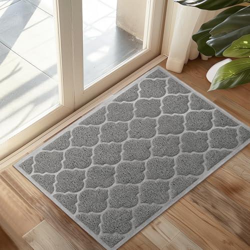 Large Grey Welcome Mat for Indoor/Outdoor Use