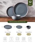Famiware 12-Piece Charcoal Dinnerware Set for 4