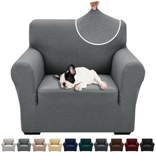 Stretch Jacquard Chair Cover - Light Grey