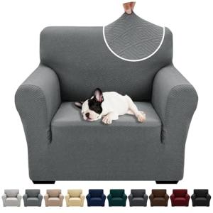 Stretch Jacquard Chair Cover - Light Grey