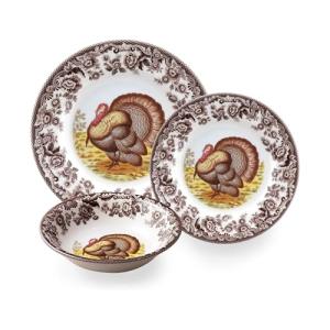Spode Woodland 3-Piece Turkey Dinnerware Set