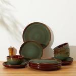 Sage Green Stoneware Dinnerware Set for 4
