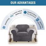 H.Versailtex Grey Velvet Stretch Chair Slipcover Set