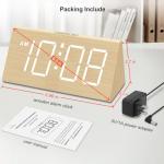 DreamSky Wooden Digital Alarm Clock with USB Port