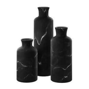 Black Marble Look Vase Set for Home Decor