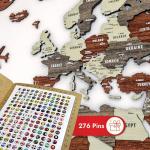 Colorful 3D Wooden World Map Wall Art