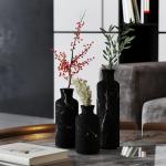 Black Marble Look Vase Set for Home Decor