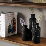 Black Marble Look Vase Set for Home Decor