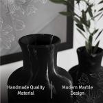 Black Marble Look Vase Set for Home Decor
