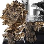 Golden Sandstone Lion Statue for Home Decor