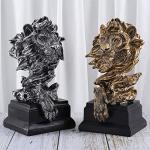 Golden Sandstone Lion Statue for Home Decor