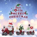 Santa Train Figurines with Tree & Snowman Decorations
