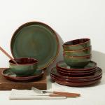 Sage Green Stoneware Dinnerware Set for 4