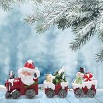 Santa Train Figurines with Tree & Snowman Decorations