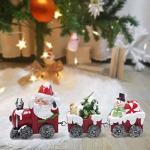 Santa Train Figurines with Tree & Snowman Decorations