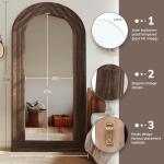 ZHUNFA Farmhouse Arched Full Length Mirror, Brown