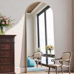 Arched Full Length Floor Mirror with Stand - Gold