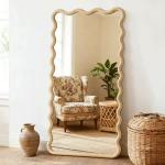 Boho Wavy Wood Full Length Floor Mirror