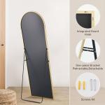 Arched Full Length Mirror with Stand, Gold 65