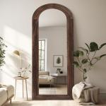 Arched Full Length Mirror with Wooden Frame