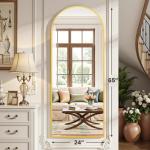 Arched Full Length Mirror with Stand, Gold 65