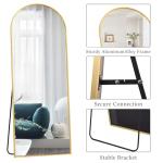 Arched Full Length Floor Mirror with Stand - Gold