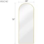 Arched Full Length Floor Mirror with Stand - Gold