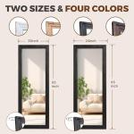 65"x22" Black Solid Wood Full Length Floor Mirror