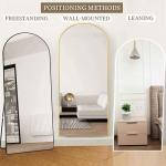 Arched Full Length Floor Mirror with Stand - Gold