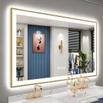 Gold LED Backlit Bathroom Mirror with Dimming Feature