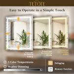 LED Lighted Anti-Fog Bathroom Mirror 42x36