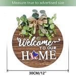 Seasonal Welcome Sign Rustic Round Door Decor
