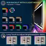 RGB LED Lighted Bathroom Mirror with Dimming
