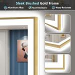 Gold LED Backlit Bathroom Mirror with Dimming Feature