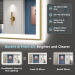 Gold LED Backlit Bathroom Mirror with Dimming Feature