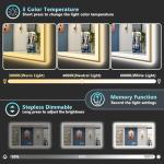 Gold LED Backlit Bathroom Mirror with Dimming Feature