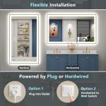 Gold LED Backlit Bathroom Mirror with Dimming Feature