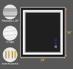 36"x30" LED Anti-Fog Bathroom Mirror with Lights