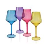 Colored Stemmed Acrylic Wine Glasses Set of 4
