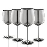 Set of 4 Stainless Steel Unbreakable Wine Glasses